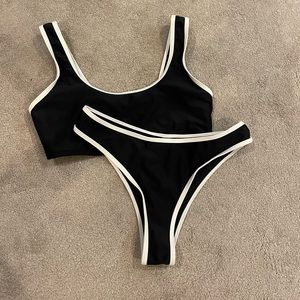 black white trim bikini never worn